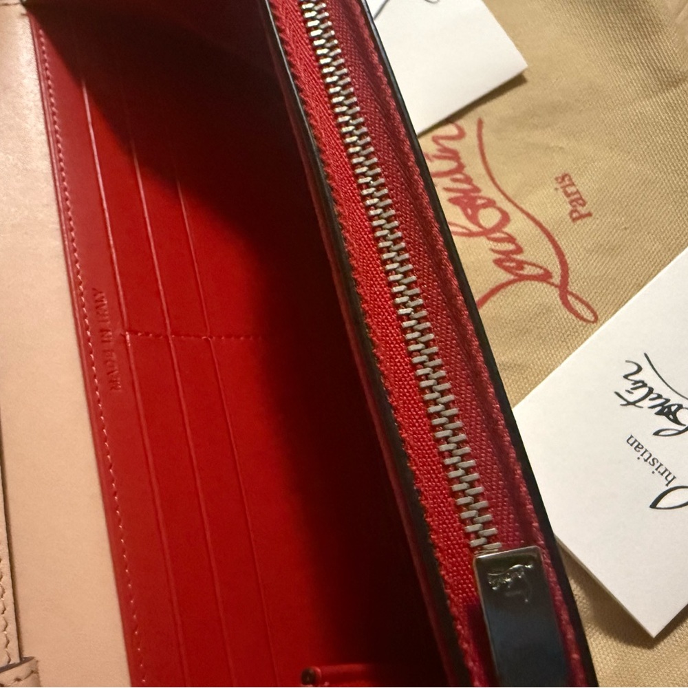 Christian Louboutin Macaron Wallet Calf Spikes Mystic Pink Gold - Picture 15 of 16